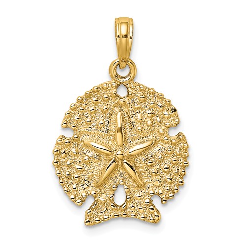 14k Yellow Gold Small Sand Dollar Star Pendant