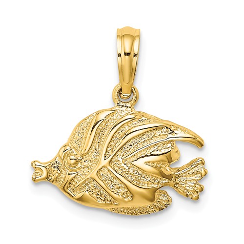 14k Yellow Gold Striped Angelfish Charm 1/2in