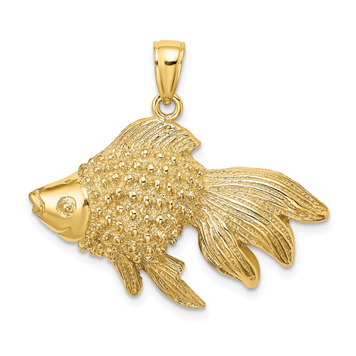 14k Yellow Gold Large Goldfish Pendant
