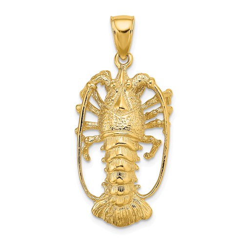 14k Yellow Gold Florida Lobster Pendant with Polished Finish