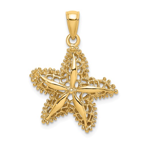 14k Yellow Gold Starfish Filigree Pendant 3/4in
