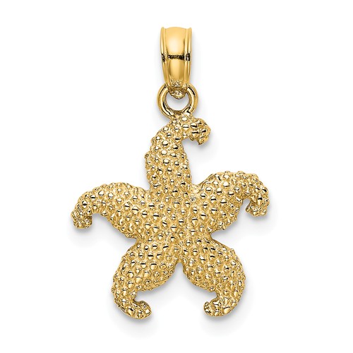 14k Yellow Gold Puffed Starfish Charm 1/2in
