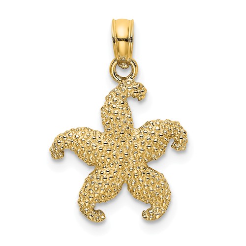 14k Yellow Gold Puffed Starfish Charm 1/2in