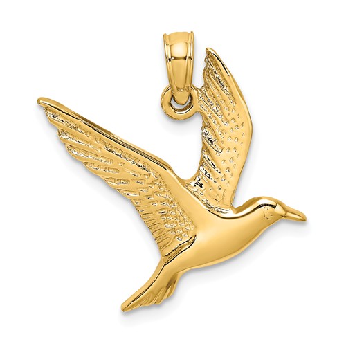 14k Yellow Gold 2-D Seagull Flying Pendant