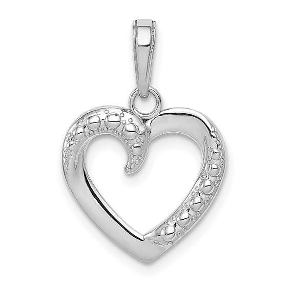 14kt White Gold 1/2in Swirled Heart Pendant