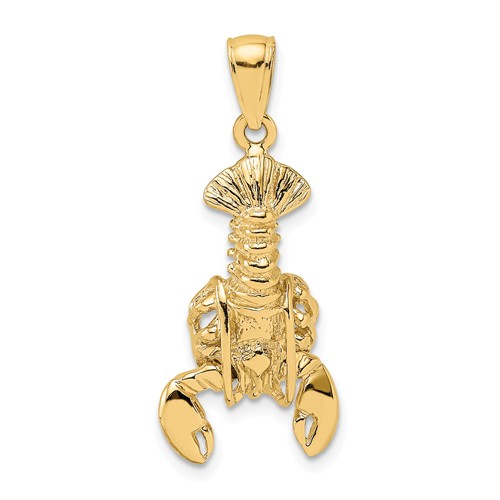 14k Yellow Gold Moveable Lobster Pendant 3/4in