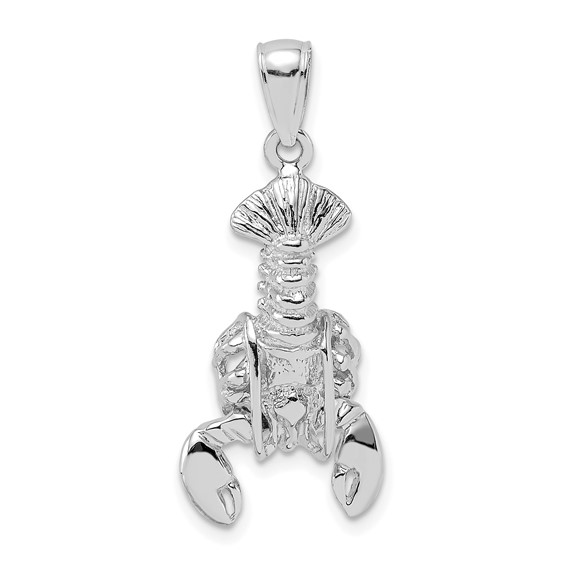 14k White Gold Moveable Lobster Pendant 3/4in