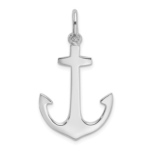 14k White Gold 3-D Classic Anchor Pendant 1in