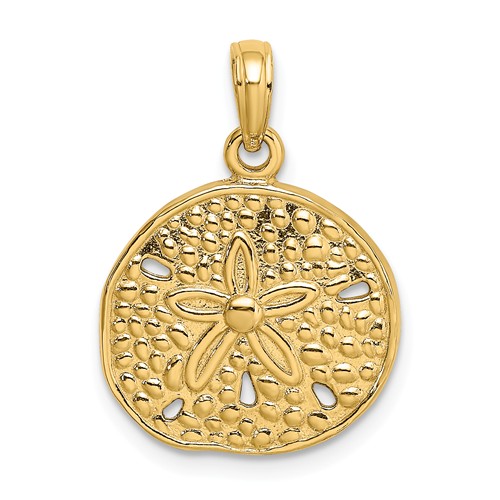 14k Yellow Gold Rounded Cut-out Sand Dollar Charm 5/8in
