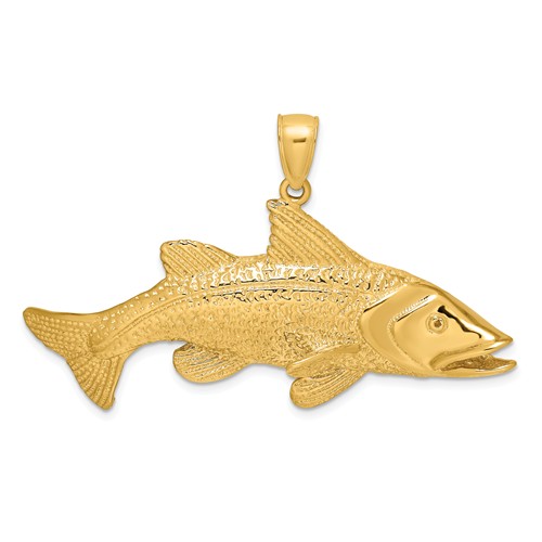 14k Yellow Gold 2-D Textured Red Fish Pendant