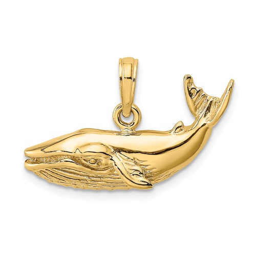 14k Yellow Gold Small Humpback Whale Pendant