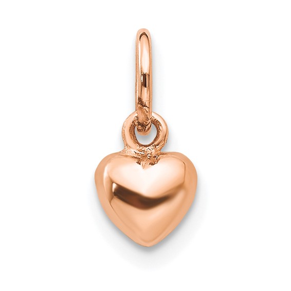 14kt Rose Gold 1/4in Polished 3-D Heart Charm