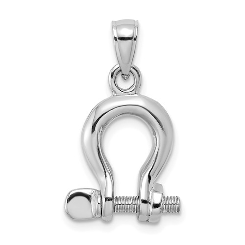14k White Gold 3-D Shackle Pendant with Moveable Screw 5/8in