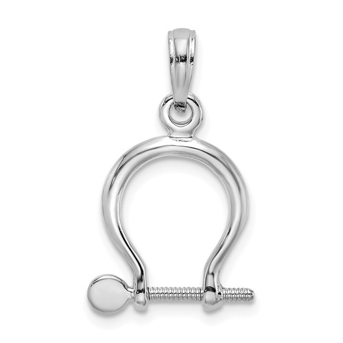 14k White Gold 3-D Shackle Charm with Moveable Screw 1/2in