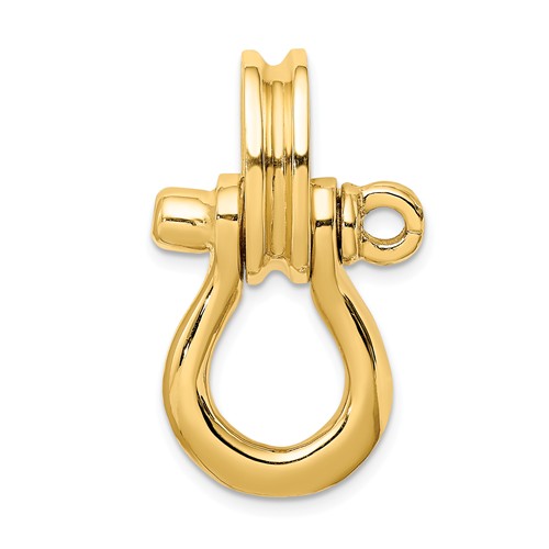 14k Yellow Gold 3-D Shackle Pendant with Pulley Bail 1in