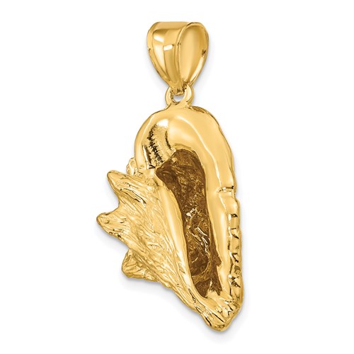 14k Yellow Gold 3-D Conch Shell Pendant 7/8in