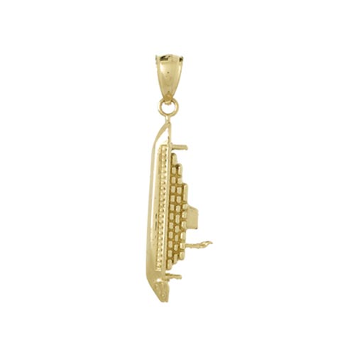 14k Yellow Gold 3-D Cruise Ship Pendant 1in