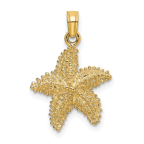 14k Yellow Gold Starfish Charm With Beaded Texture