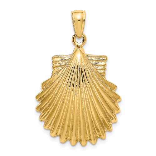 14k Yellow Gold Scallop Shell Pendant 1in