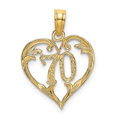 14k Yellow Gold 70th Anniversary Heart Pendant