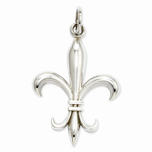 14k White Gold 7/8in Open Back Fleur de Lis Charm
