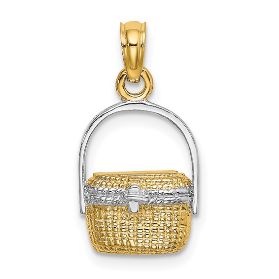 14k Yellow Gold and Rhodium Nantucket Basket Charm