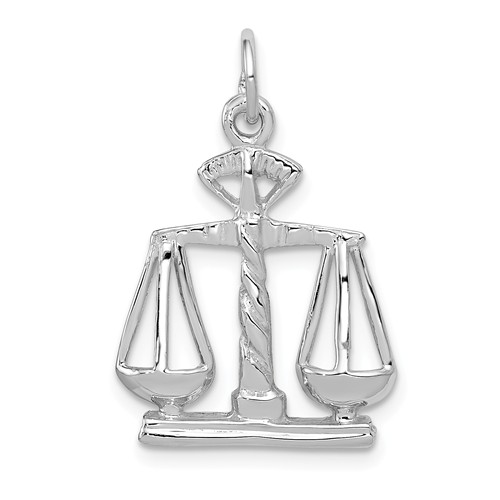 14k White Gold Scales Of Justice Pendant 7/8in