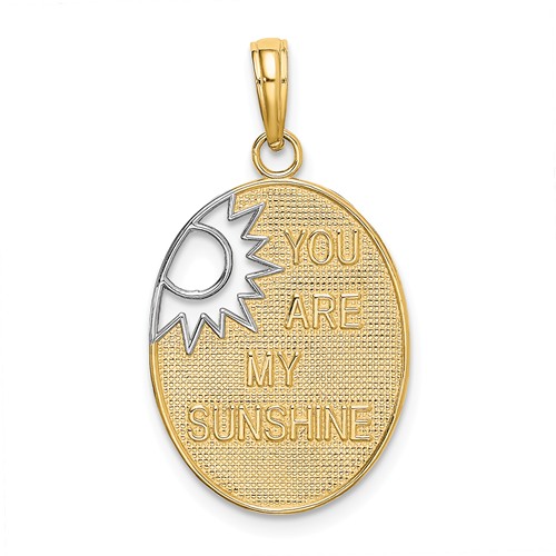 14k Yellow Gold You Are My Sunshine Oval Pendant