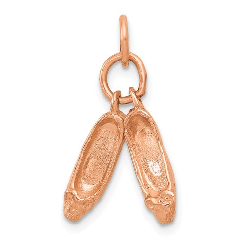 14k Rose Gold 3-Dimensional Moveable Ballet Slippers Charm