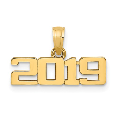 14k Yellow Gold 2019 Graduation Charm in Block Letters