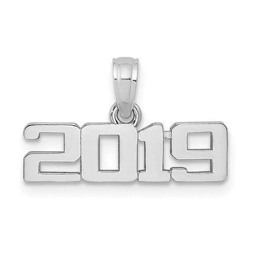 14k White Gold 2019 Graduation Charm in Block Letters
