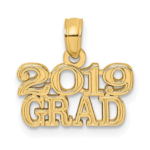 14k Yellow Gold 2019 Grad Charm in Block Letters
