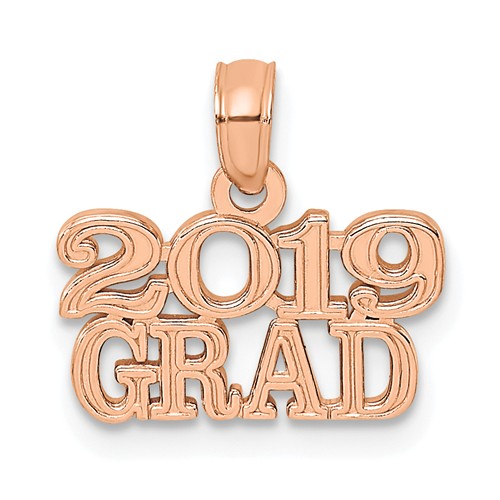 14k Rose Gold 2019 Grad Charm in Block Letters