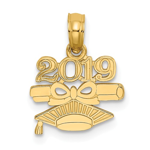 14k Yellow Gold 2019 Diploma with Graduate Cap Charm