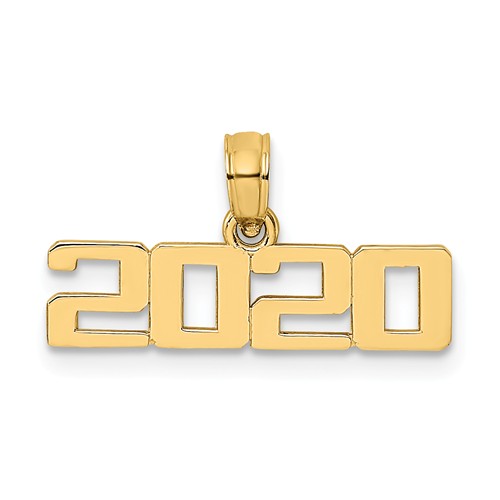 14k Yellow Gold 2020 Graduation Charm in Block Letters