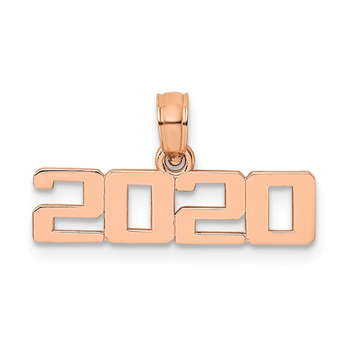 14k Rose Gold 2020 Graduation Charm in Block Letters
