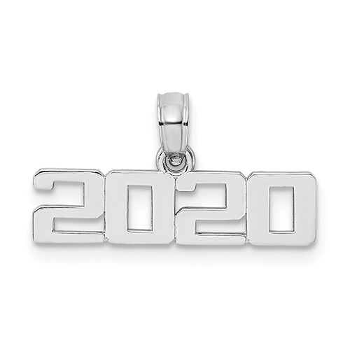 14k White Gold 2020 Graduation Charm in Block Letters