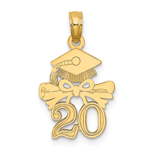 14k Yellow Gold 2020 Graduate Cap with Diploma Pendant