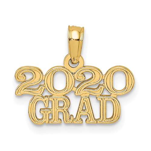 14k Yellow Gold 2020 Grad Charm in Block Letters