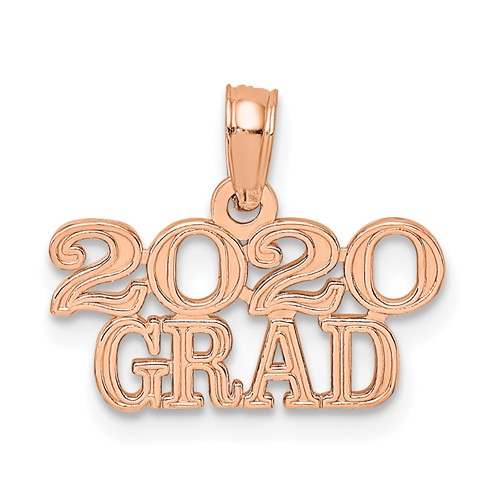 14k Rose Gold 2020 Grad Charm in Block Letters