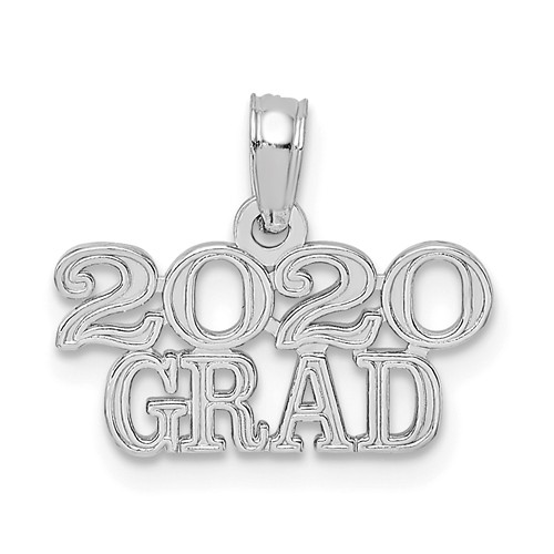 14k White Gold 2020 Grad Charm in Block Letters