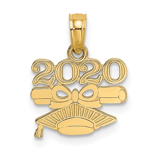14k Yellow Gold 2020 Diploma with Graduate Cap Charm