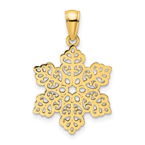 14k Yellow Gold Snowflake Pendant With Polished Finish