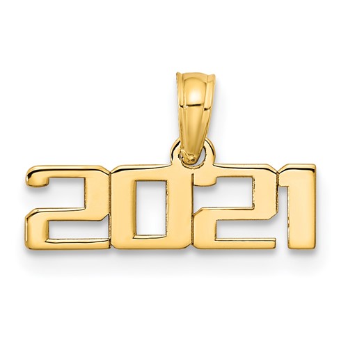 14k Yellow Gold 2021 Graduation Charm in Block Letters
