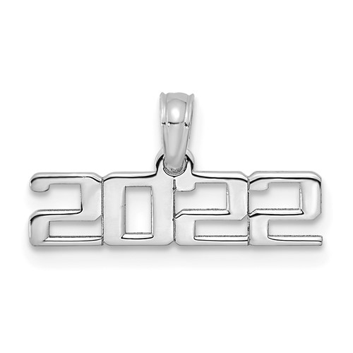 14k White Gold 2022 Graduation Charm in Block Letters