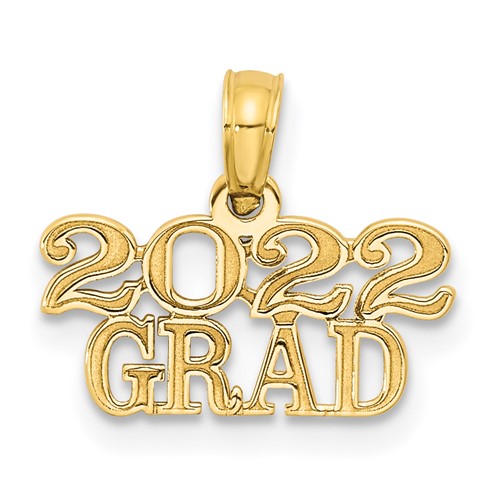 14k Yellow Gold 2022 Grad Charm in Block Letters