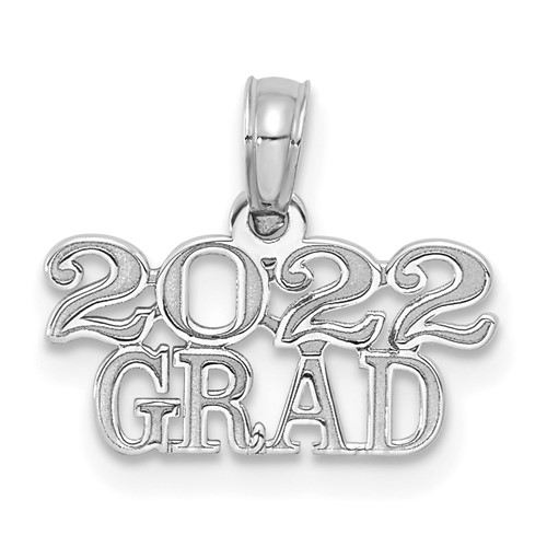 14k White Gold 2022 Grad Charm in Block Letters