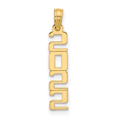 14k Yellow Gold Vertical 2022 Graduation Charm in Block Letters