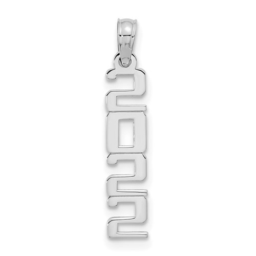 14k White Gold Vertical 2022 Graduation Charm in Block Letters