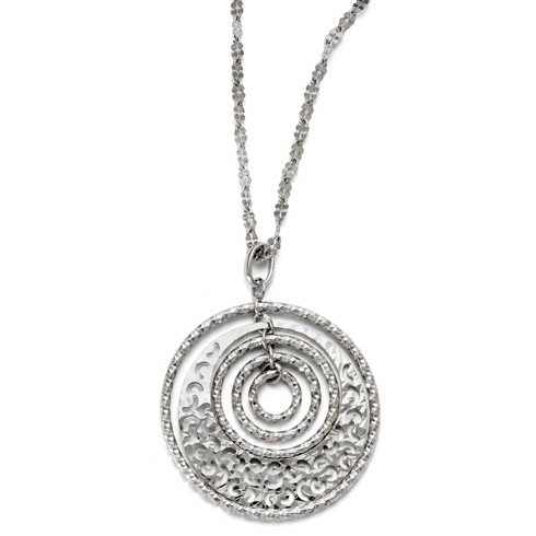 Sterling Silver Diamond-cut Hoop Necklace
